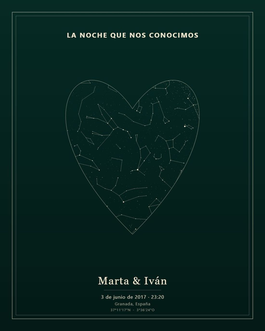 Lámina corazón esmeralda enmarcada